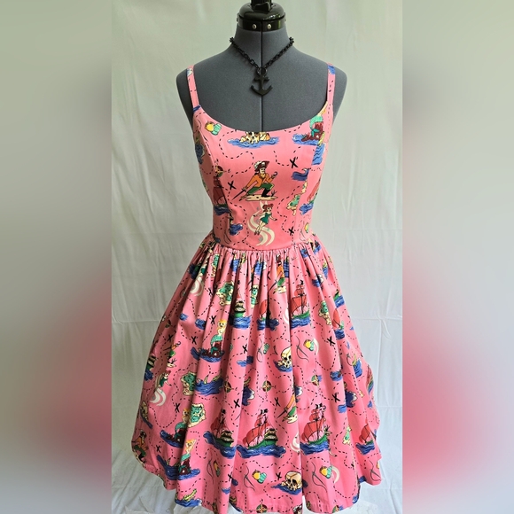🪝Off The Hook - "Neverland" Jenny Dress Micheline Pitt Art Pinup Couture L - Picture 4 of 14